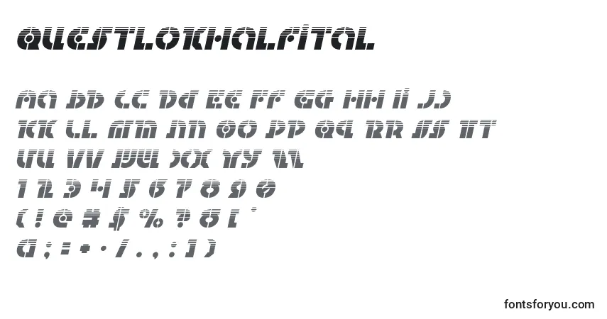 Questlokhalfital-fontti – aakkoset, numerot, erikoismerkit