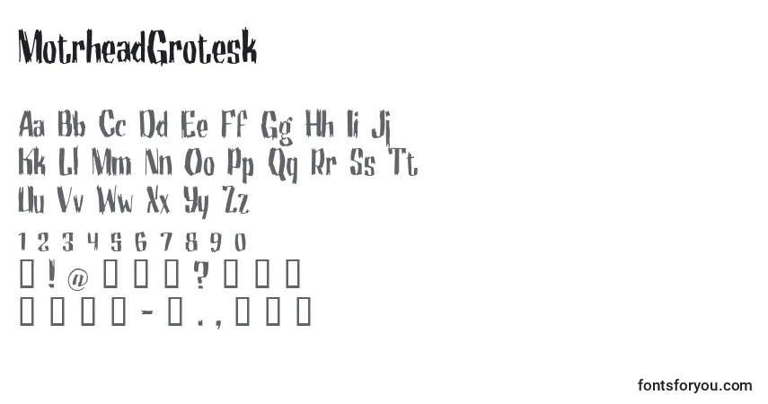 A fonte MotrheadGrotesk – alfabeto, números, caracteres especiais