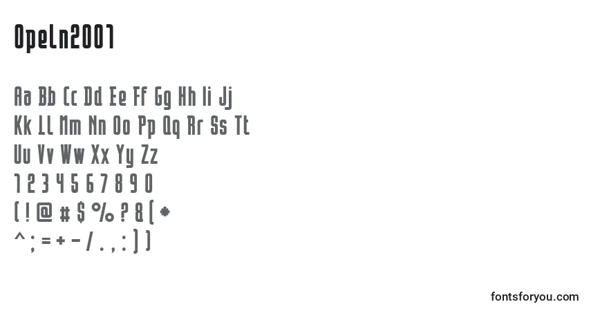 A fonte Opeln2001 – alfabeto, números, caracteres especiais