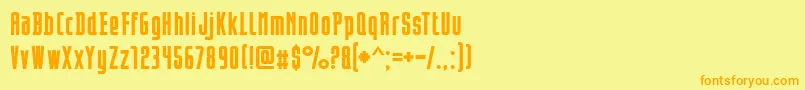 フォントOpeln2001 – オレンジの文字が黄色の背景にあります。