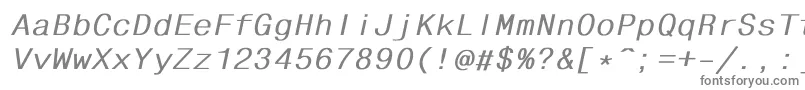 FixhelvdlBoldItalic-fontti – harmaat kirjasimet valkoisella taustalla