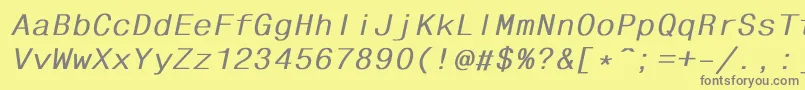 フォントFixhelvdlBoldItalic – 黄色の背景に灰色の文字