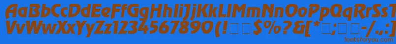 フォントAgrevuecyrItalic – 茶色の文字が青い背景にあります。