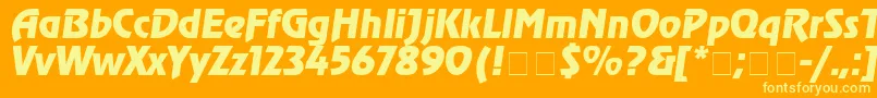 Więcej informacji o czcionce AgrevuecyrItalic Czcionka AgrevuecyrItalic – żółte czcionki na pomarańczowym tle