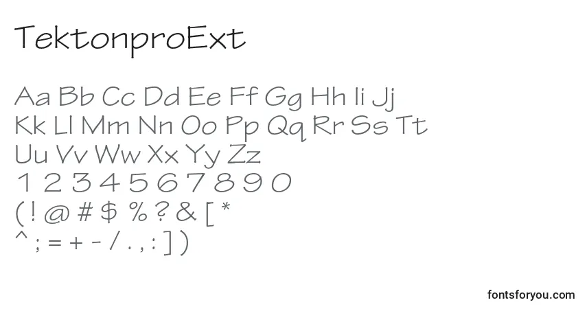A fonte TektonproExt – alfabeto, números, caracteres especiais