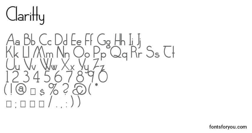 Claritty-fontti – aakkoset, numerot, erikoismerkit