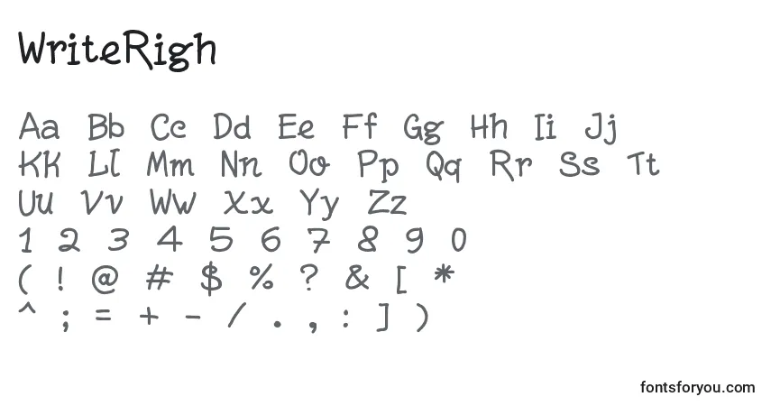 Schriftart WriteRigh – Alphabet, Zahlen, spezielle Symbole