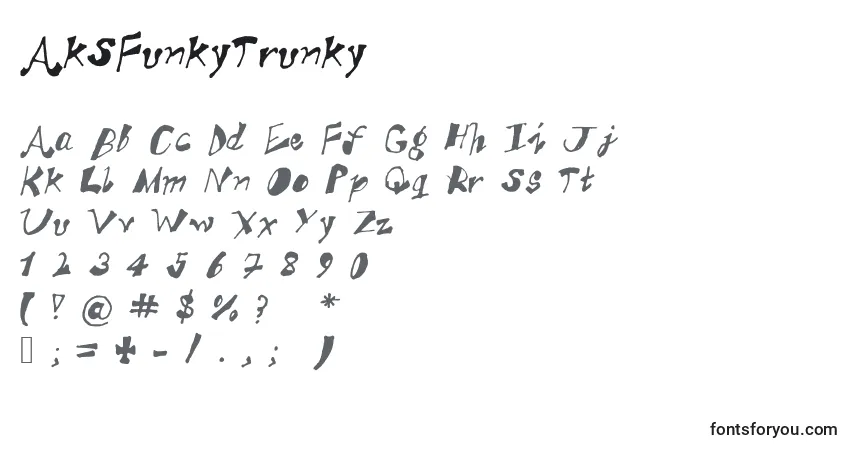 AkSFunkyTrunkyフォント–アルファベット、数字、特殊文字