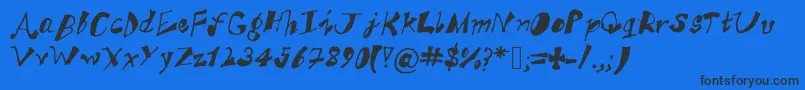 AkSFunkyTrunky-Schriftart – Schwarze Schriften auf blauem Hintergrund
