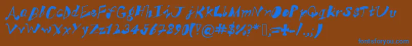フォントAkSFunkyTrunky – 茶色の背景に青い文字