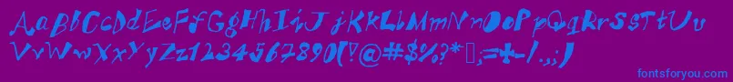 AkSFunkyTrunky-fontti – siniset fontit violetilla taustalla