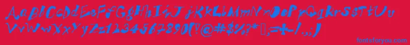 フォントAkSFunkyTrunky – 赤い背景に青い文字
