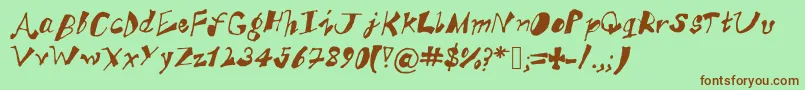 AkSFunkyTrunky-fontti – ruskeat fontit vihreällä taustalla