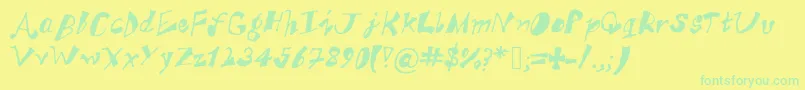 AkSFunkyTrunky Font – Green Fonts on Yellow Background