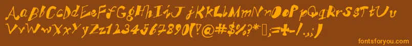 AkSFunkyTrunky-Schriftart – Orangefarbene Schriften auf braunem Hintergrund