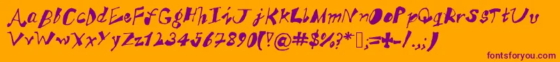 AkSFunkyTrunky-Schriftart – Violette Schriften auf orangefarbenem Hintergrund