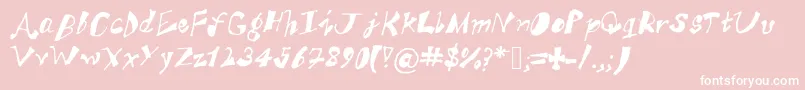 AkSFunkyTrunky-fontti – valkoiset fontit vaaleanpunaisella taustalla