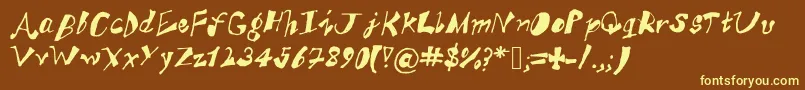 AkSFunkyTrunky-fontti – keltaiset fontit ruskealla taustalla