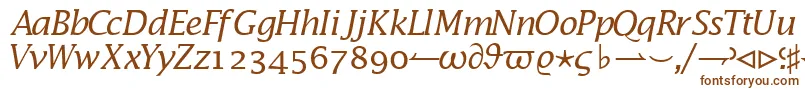 MachadomathsskItalic-Schriftart – Braune Schriften auf weißem Hintergrund