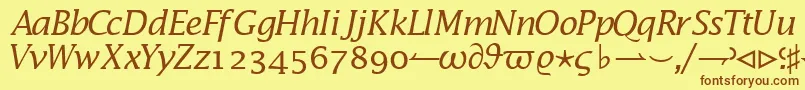 MachadomathsskItalic-Schriftart – Braune Schriften auf gelbem Hintergrund