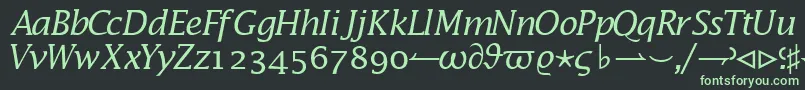 Czcionka MachadomathsskItalic – zielone czcionki na czarnym tle