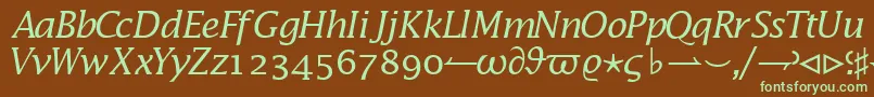 MachadomathsskItalic Font – Green Fonts on Brown Background
