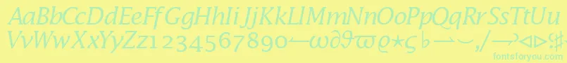 MachadomathsskItalic Font – Green Fonts on Yellow Background