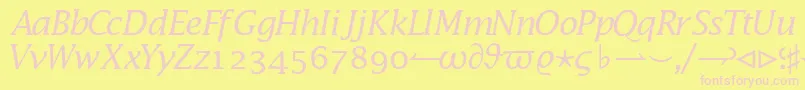 フォントMachadomathsskItalic – ピンクのフォント、黄色の背景