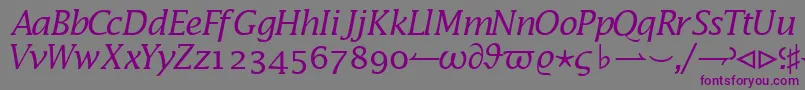 Шрифт MachadomathsskItalic – фиолетовые шрифты на сером фоне