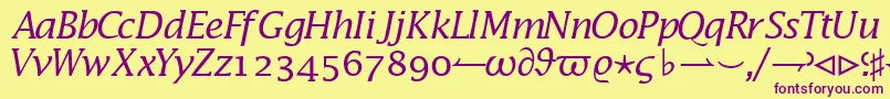 MachadomathsskItalic-Schriftart – Violette Schriften auf gelbem Hintergrund