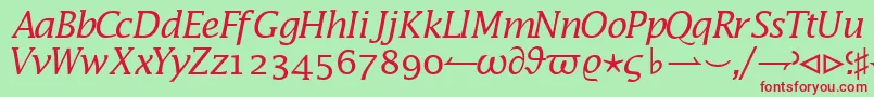 MachadomathsskItalic-Schriftart – Rote Schriften auf grünem Hintergrund