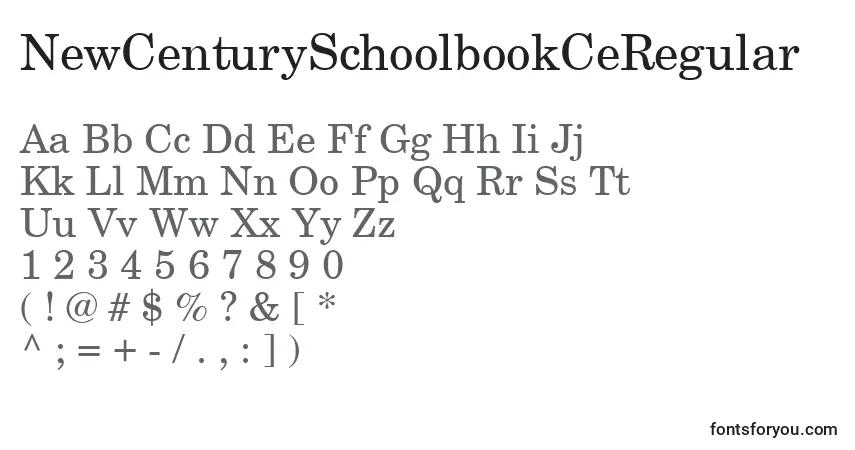 A fonte NewCenturySchoolbookCeRegular – alfabeto, números, caracteres especiais