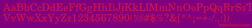 NewCenturySchoolbookCeRegular Font – Red Fonts on Purple Background