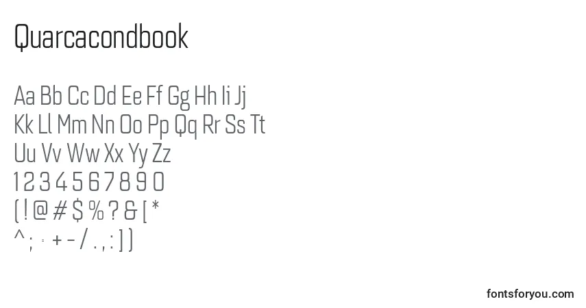 A fonte Quarcacondbook – alfabeto, números, caracteres especiais