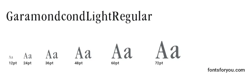 Größen der Schriftart GaramondcondLightRegular