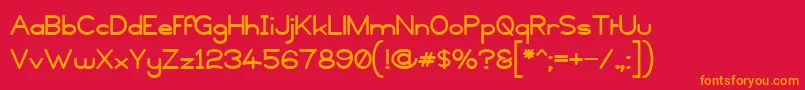 Copyviol-Schriftart – Orangefarbene Schriften auf rotem Hintergrund