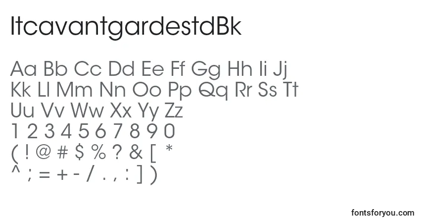 Шрифт ItcavantgardestdBk – алфавит, цифры, специальные символы