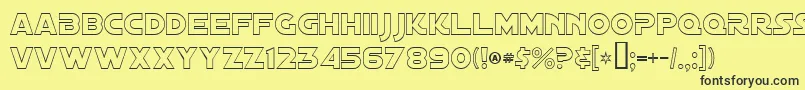 Fonte DistantGalaxyOutline – fontes pretas em um fundo amarelo