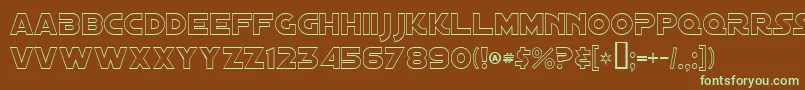 DistantGalaxyOutline-fontti – vihreät fontit ruskealla taustalla