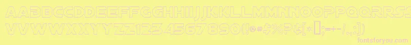 フォントDistantGalaxyOutline – ピンクのフォント、黄色の背景