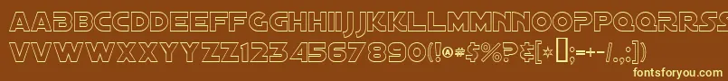 DistantGalaxyOutline-fontti – keltaiset fontit ruskealla taustalla