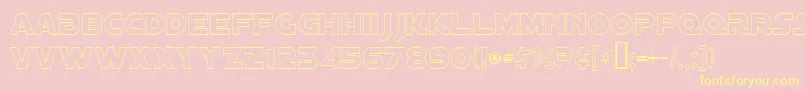 Fonte DistantGalaxyOutline – fontes amarelas em um fundo rosa