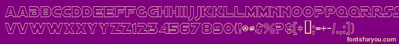 Fonte DistantGalaxyOutline – fontes amarelas em um fundo roxo
