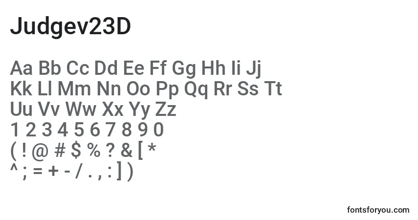 A fonte Judgev23D – alfabeto, números, caracteres especiais