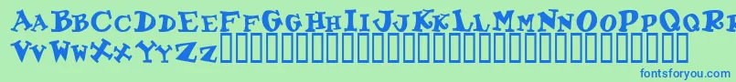ToocoolscapssskBold-Schriftart – Blaue Schriften auf grünem Hintergrund