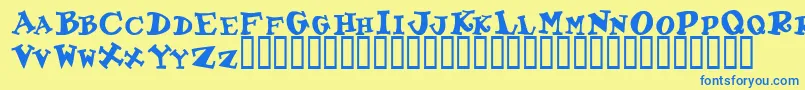 ToocoolscapssskBold Font – Blue Fonts on Yellow Background