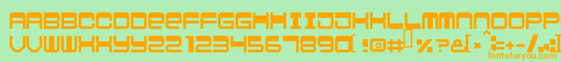 フォントLogic – オレンジの文字が緑の背景にあります。