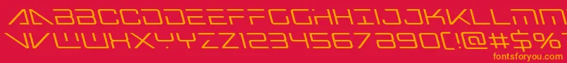 Bansheepilotleft-Schriftart – Orangefarbene Schriften auf rotem Hintergrund