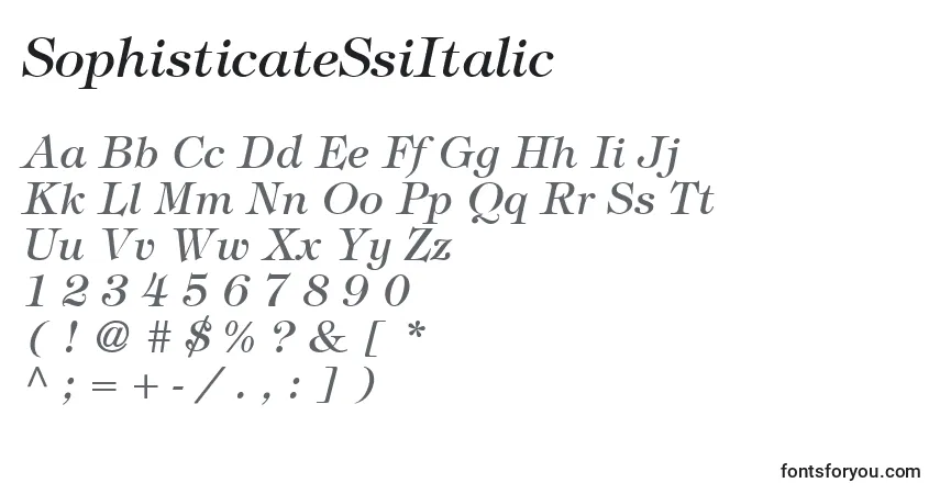 Fuente SophisticateSsiItalic - alfabeto, números, caracteres especiales