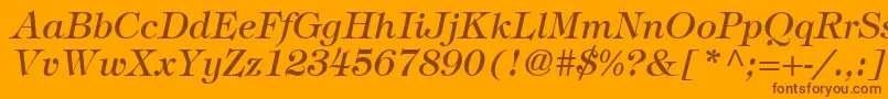 SophisticateSsiItalic-Schriftart – Braune Schriften auf orangefarbenem Hintergrund